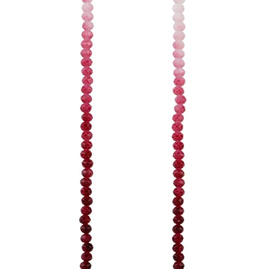 Red & Pink Ombre Faceted Glass Rondelle Beads by Bead Landing™